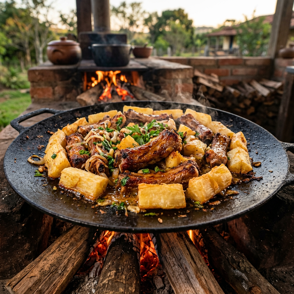 Comida preparada na brasa, imagem demonstrativa